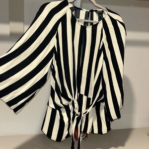 Top shop Cream and black striped blouse size 12, large